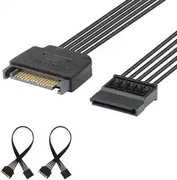 Amazon J&D 15-pins SATA Voeding Verlengkabel (2 stuks), Mannelijke naar Vrouwelijke Kabel, 25,4 cm/Zwart aanbieding