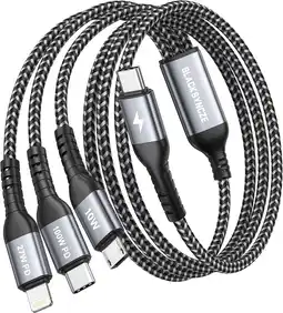 Amazon BLACKSYNCZE 100W USB C Multi Oplaadkabel [2M] 3 in 1 Oplaadkabel USB C naar USB C aanbieding