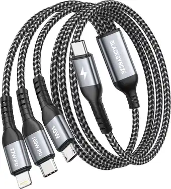 Amazon BLACKSYNCZE 100W USB C Multi Oplaadkabel [2M] 3 in 1 Oplaadkabel USB C naar USB C aanbieding