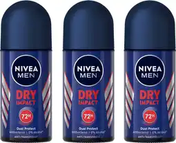 Bol.com NIVEA MEN Dry Impact - 3 x 50 ml - voordeelverpakking - Deodorant Roller aanbieding