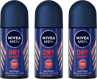 Bol.com NIVEA MEN Dry Impact - 3 x 50 ml - voordeelverpakking - Deodorant Roller aanbieding