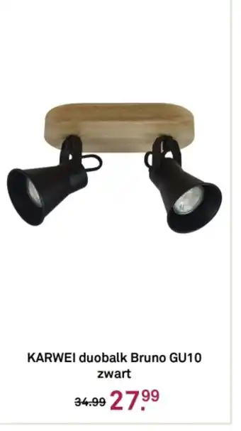 Karwei KARWEI duobalk Bruno GU10 zwart aanbieding