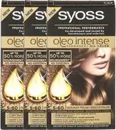 Bol.com Syoss Oleo Intense - Haarverf - 5-60 Hazelnoot Praline - 3 stuks - Voordeelverpakking aanbieding