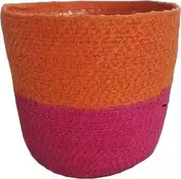 Intratuin Van der Leeden plantenmand Bodi duotoon roze / oranje D 22 H 18 cm aanbieding