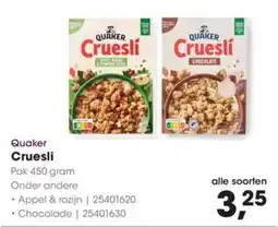 HANOS Quaker Cruesli aanbieding