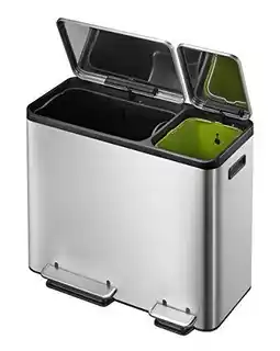 Bol.com EKO - EcoCasa Recycler pedaalemmer 30+15 ltr EKO - Stainless steel Plastic - mat RVS aanbieding