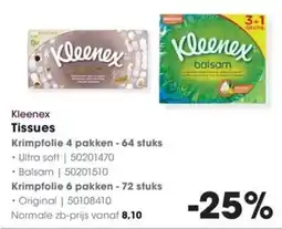 HANOS Kleenex Tissues aanbieding