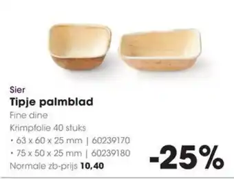 HANOS Sier Tipje palmblad aanbieding