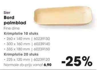 HANOS Sier Bord palmblad aanbieding