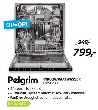 Obbink Pelgrim Inbouwvaatwasser GVWC290L aanbieding