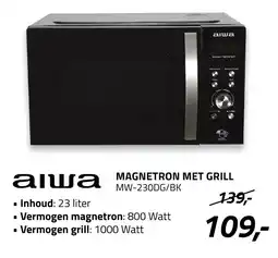 Obbink Aіша Magnetron Met Grill MW-230DG/BK aanbieding