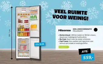 Obbink Hisense Koel Vriescombinatie RB440N4AFC aanbieding