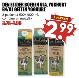 De Boerenschuur Den eelder boeren vla, yoghurt en/of geiten yoghurt aanbieding