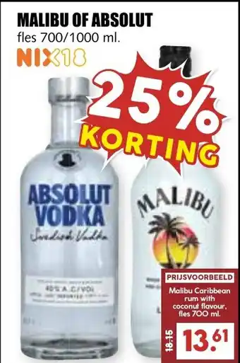 De Boerenschuur Malibu of absolut aanbieding