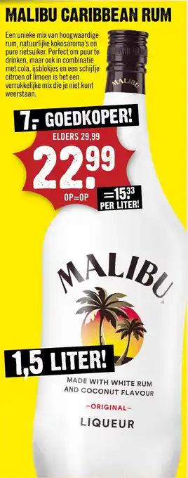 Dirck 3 Malibu Caribbean Rum aanbieding