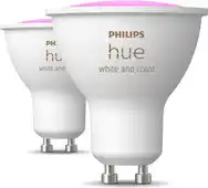 Praxis Philips Hue ledspot wit en gekleurd licht GU10 4,3W 2 stuks aanbieding