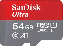 Bol.com SanDisk 64 GB Micro SD Ultra 120 MB/s UHS-I A1 Class 10 aanbieding