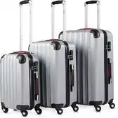 Bol.com Monzana Set van 3 Hardcase koffers - M/L/XL - Zilver aanbieding