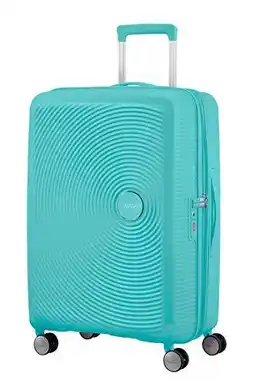 Amazon American Tourister Soundbox - Spinner M Erweiterbar Koffer, 67 cm, 71.5/81 L, Blau (Poolside Blue) aanbieding