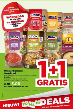 PLUS Unox of Conimex Soep in zak aanbieding