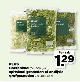 PLUS PLUS Boerenkool Zak 300 gram, spitskool gesneden of andijvie grofgesneden Zak 400 gram aanbieding