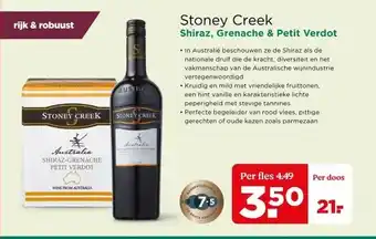 PLUS Stoney Creek Shiraz, Grenache & Petit Verdot aanbieding