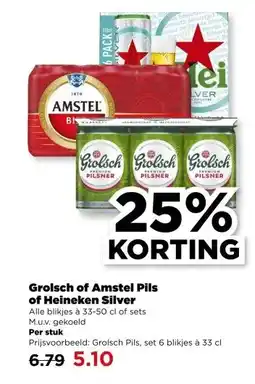 PLUS Grolsch of Amstel Pils of Heineken Silver aanbieding