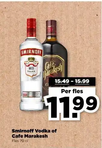 PLUS Smirnoff Vodka of Cafe Marakesh aanbieding