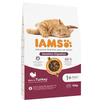 Zooplus 10kg Sensitive Digestion Adult & Senior Kalkoen IAMS for Vitality Kattenvoer aanbieding