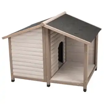 Zooplus Trixie Natura Hondenhok Lodge Met Terras M 130xL100xH105cm, grijs Hond aanbieding