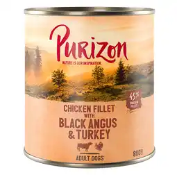 Zooplus 6x800g Purizon Original Adult Black Angus & Kalkoen met Zoete Aardappel en Cranberry Honden Natvoer aanbieding