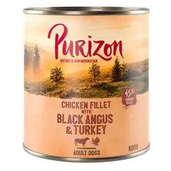 Zooplus 6x800g Purizon Original Adult Black Angus & Kalkoen met Zoete Aardappel en Cranberry Honden Natvoer aanbieding