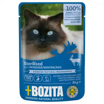 Zooplus 12 x 85 g Bozita hapjes in saus Sterilised nat kattenvoer met rendier aanbieding