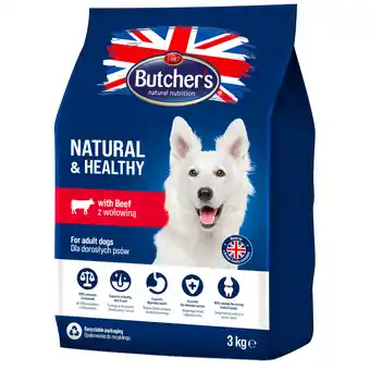 Zooplus 2x 3kg Butcher's Natural & Healthy met Rundvlees hondenvoer droog aanbieding