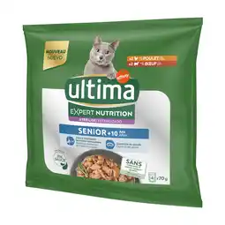 Zooplus 4x 70g Ultima Cat Expert Nutrition Senior Kip & Rund natvoer voor katten aanbieding