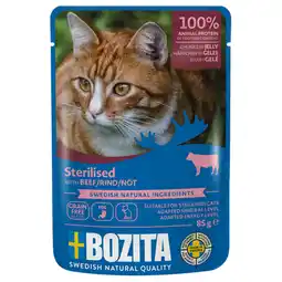 Zooplus 12x 85g Bozita Hapjes in Gelei Gesteriliseerd Rund nat kattenvoer aanbieding