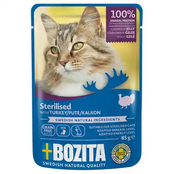 Zooplus 12x 85g Bozita Hapjes in Gelei Gesteriliseerd Kalkoen natvoer voor katten aanbieding