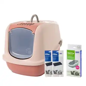 Zooplus Kattentoilet champagne roze/ toscane rood + 2 extra filters + 6 zakjes aanbieding