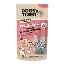 Zooplus 12x125g Dogs'n Tiger Cat Rund Kalkoen natvoer voor katten aanbieding