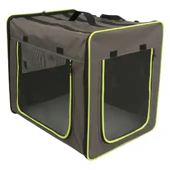 Zooplus XL: L 96,5 x B 66 x H 73,5 cm - grijs-bruin/groen-grijs -Transportbox First Class Basic aanbieding