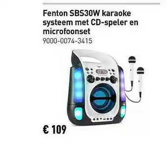 Bax-Music Fenton SBS30W Karaoke Systeem Met CD-Speler En Microfoonset 9000-0074-3415 aanbieding