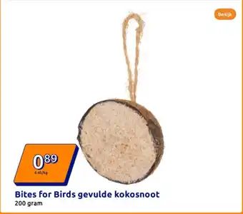 Action Bites for Birds gevulde kokosnoot aanbieding