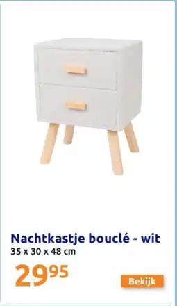 Action Nachtkastje bouclé wit aanbieding