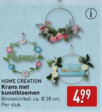 ALDI HOME CREATION Krans met kunstbloemen aanbieding