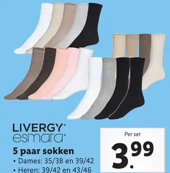 Lidl LIVERGY esmara 5 paar sokken aanbieding