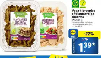 Lidl Vega kipreepjes of plantaardige shoarma aanbieding