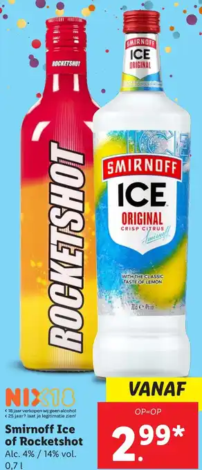 Lidl Smirnoff Ice of Rocketshot aanbieding