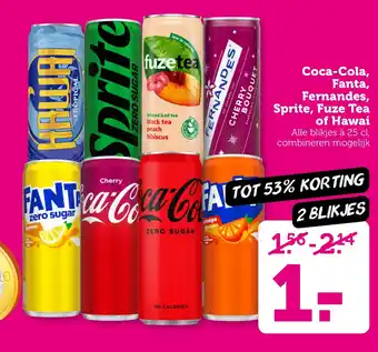 Coop Coca-Cola, Fanta, Fernandes, Sprite, Fuze Tea of Hawai aanbieding