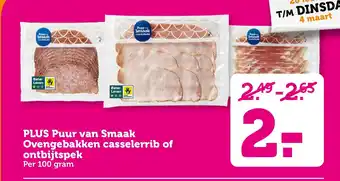 Coop PLUS Puur van Smaak Ovengebakken casselerrib of ontbijtspek aanbieding