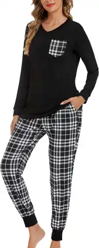 Amazon SHCNSJC Dames lange pyjama tweedelige pyjama set winter huis damesjurk lange mouwen met broek aanbieding